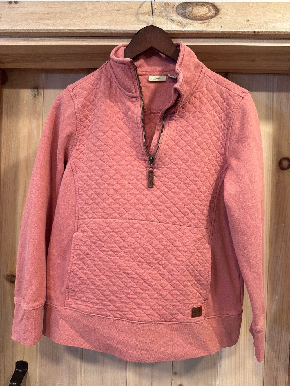 L.L. Bean Quilted Half-Zip Pullover - Rose Pink
